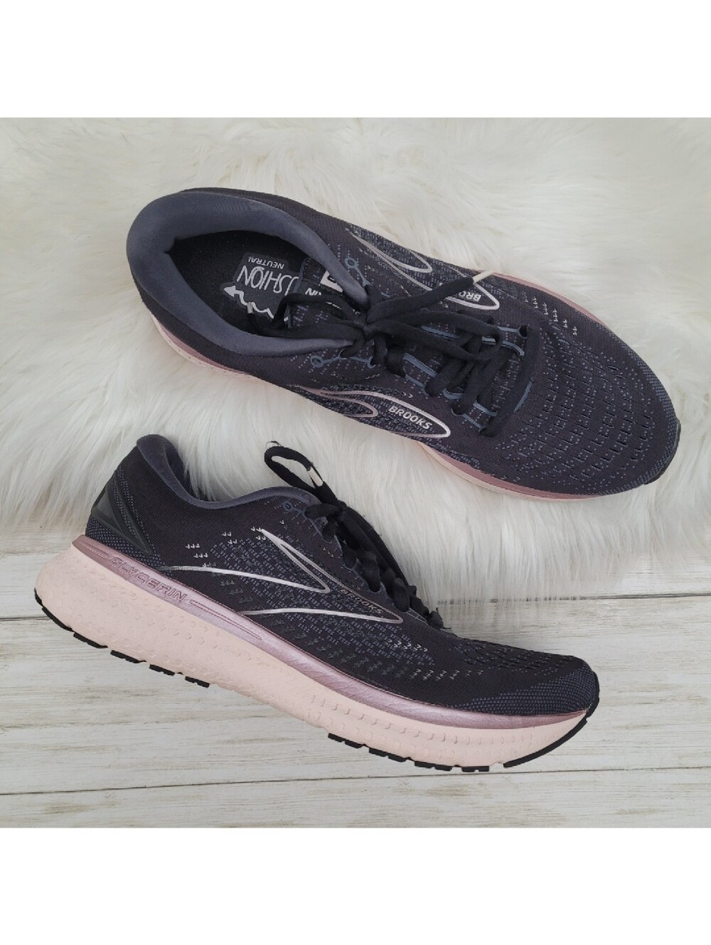 Brooks Glycerin 19 Black Metallic Pink Running Shoes Sneaker Women's 11 D Wide